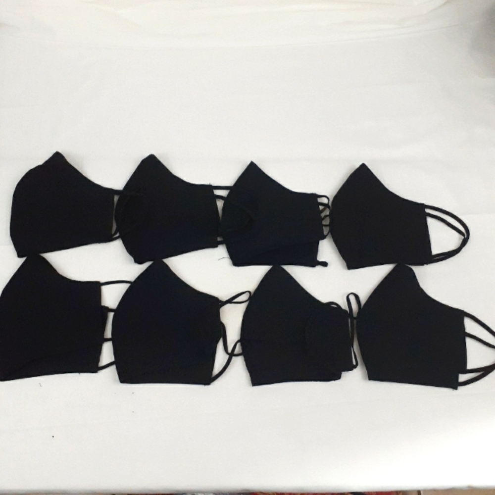 8 Pieces Reusable Black Structured Face Masks Size L/XL